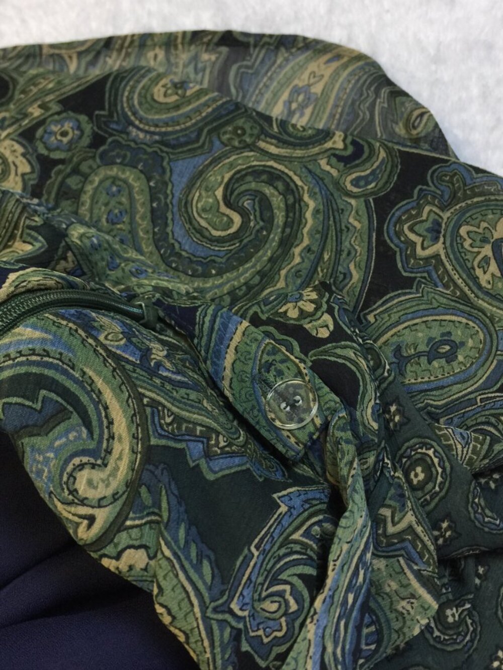 Coldwater Creek A-line Midi Skirt Size L Womans Green Blue Paisley Pleated Boho - Picture 6 of 15